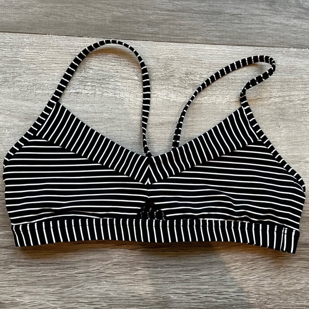 Lululemon Athletica Striped Sports Bra With Front Cut Out